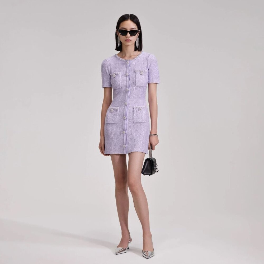 Self-Portrait Lilac Mini Dress